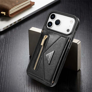 Casekis Crossbody Strap Leather Magnetic Wallet Phone Case Black