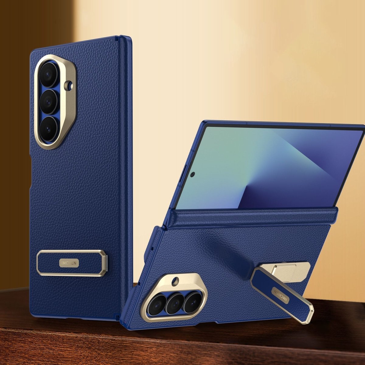 Luxurious Leather Phone Case With Bracket For Galaxy Z Fold 7/6/5