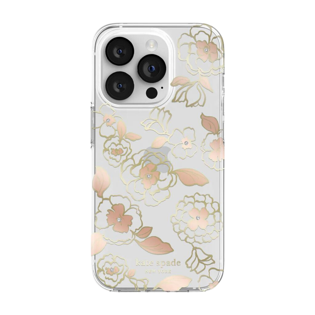 KATE SPADE NEW YORK IPHONE 14 PRO HARDSHELL CASE GOLD FLORAL