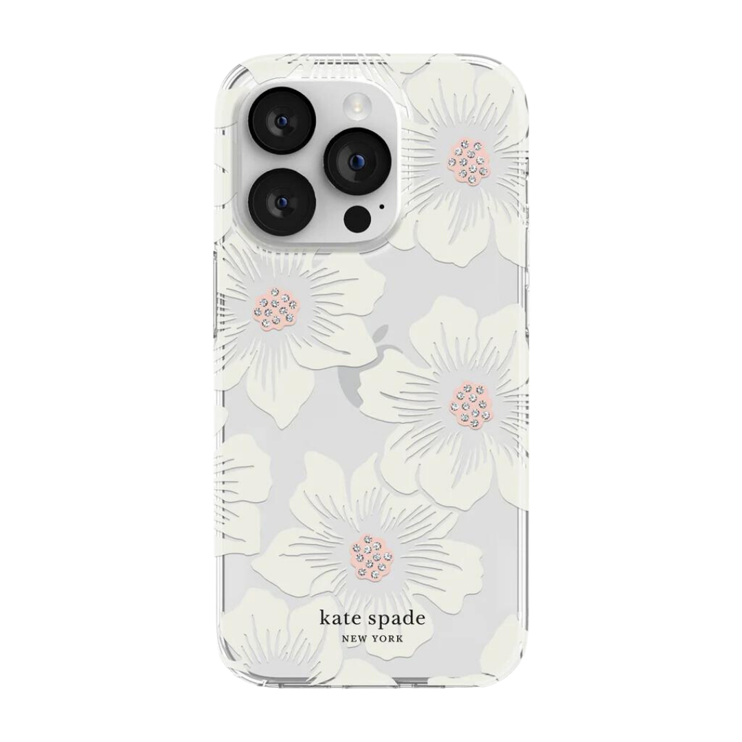 KATE SPADE NEW YORK IPHONE 14 PRO HARDSHELL CASE HOLLYHOCK FLORAL CLEAR