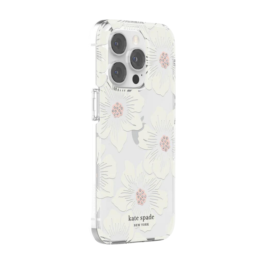 KATE SPADE NEW YORK IPHONE 14 PRO HARDSHELL CASE HOLLYHOCK FLORAL CLEAR