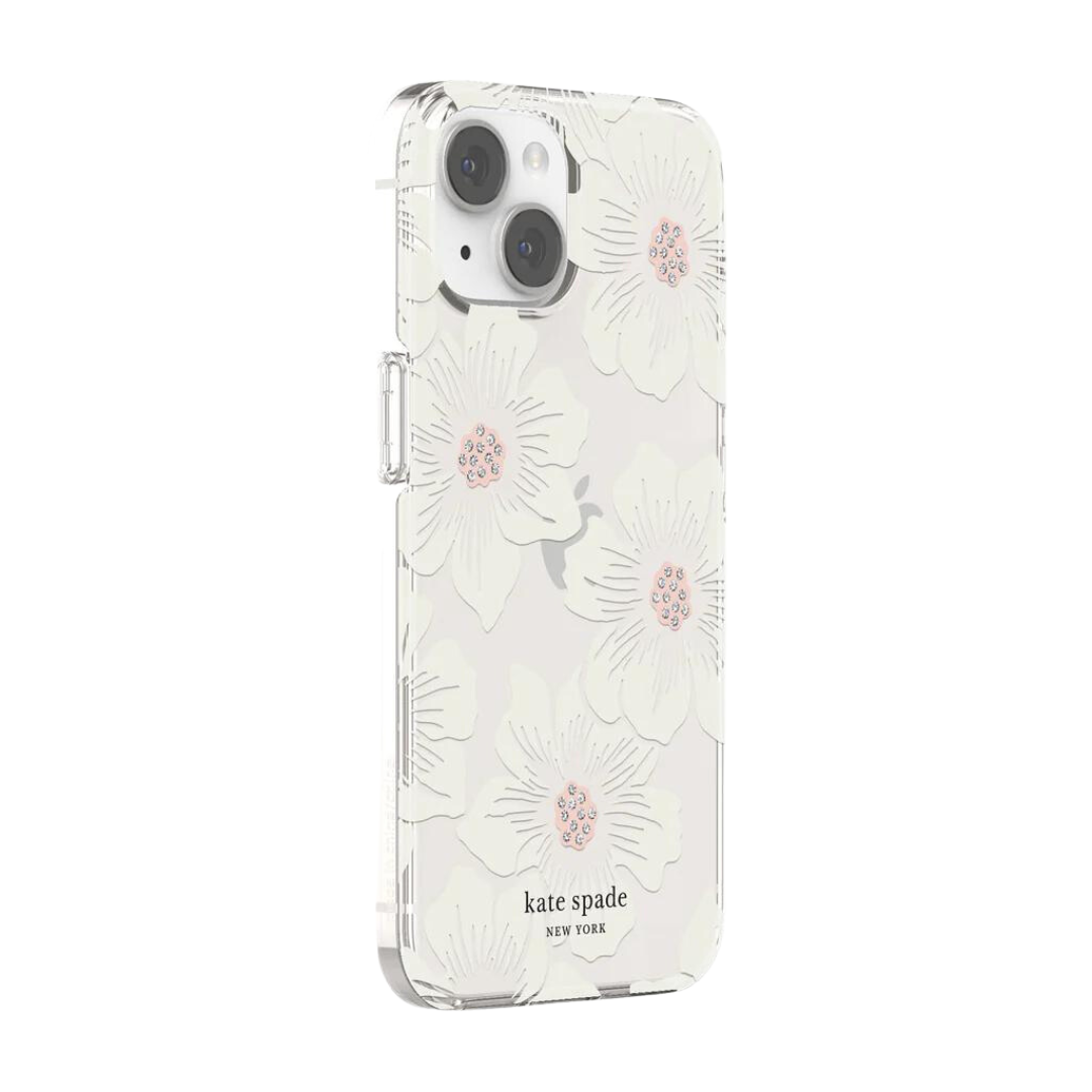 KATE SPADE NEW YORK IPHONE 14/13 HARDSHELL CASE HOLLYHOCK FLORAL CLEAR