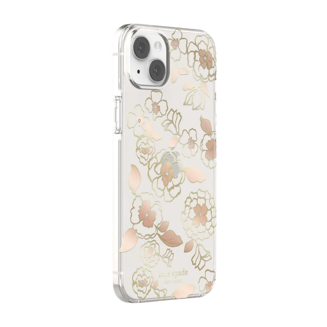 KATE SPADE NEW YORK IPHONE 14 PLUS HARDSHELL CASE GOLD FLORAL