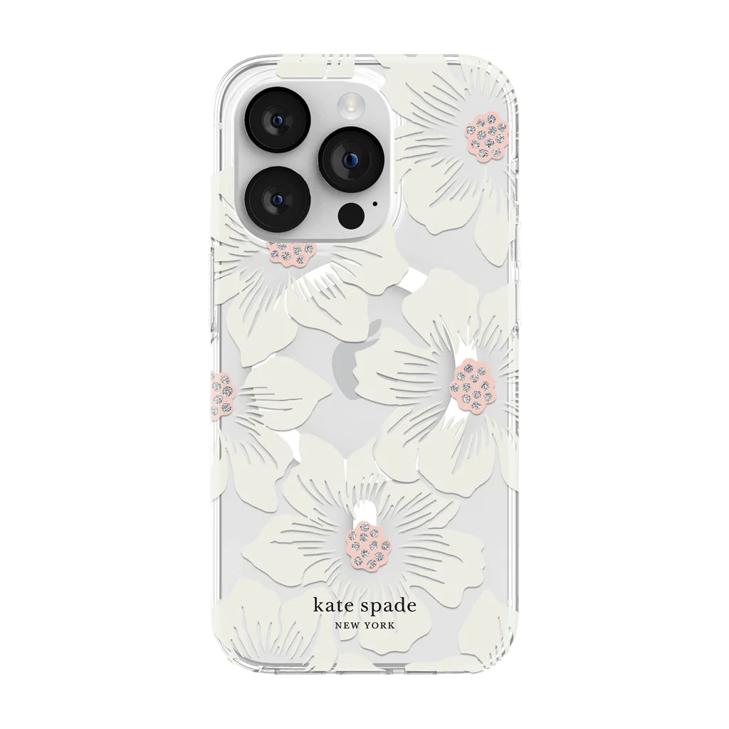KATE SPADE NEW YORK IPHONE 14 PRO HARDSHELL (MS) CASE HOLLYHOCK FLORAL CLEAR