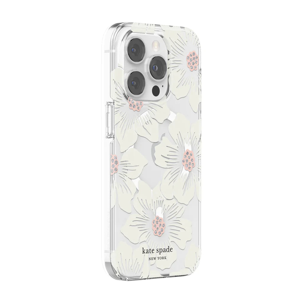 KATE SPADE NEW YORK IPHONE 14 PRO HARDSHELL (MS) CASE HOLLYHOCK FLORAL CLEAR