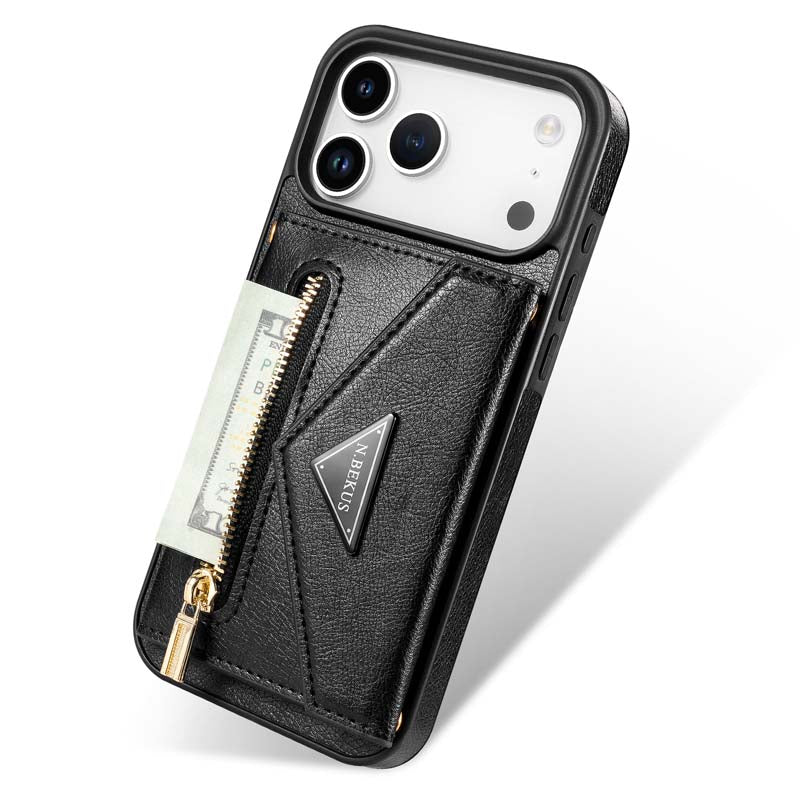 Casekis Crossbody Strap Leather Magnetic Wallet Phone Case Black