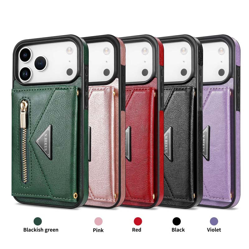 Casekis Crossbody Strap Leather Magnetic Wallet Phone Case Black