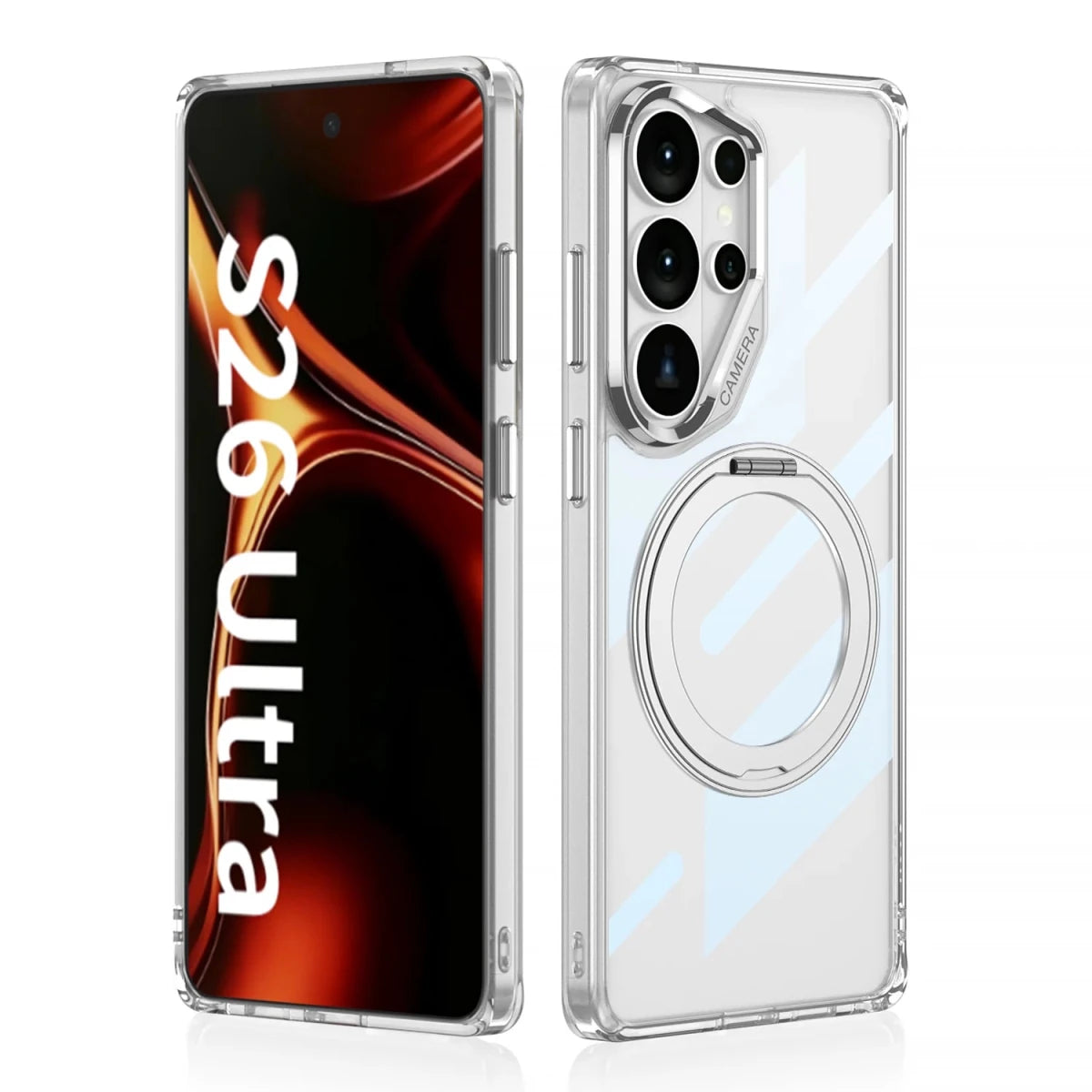 For Samsung Galaxy S26 Ultra Case with Rotating Stand clear Tpu case Camera Protection Tpu Cover