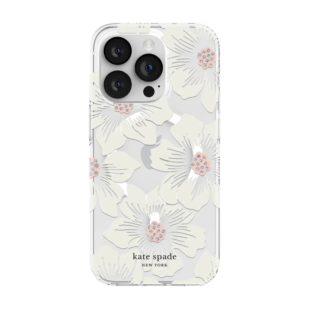 KATE SPADE NEW YORK IPHONE 14 PRO MAX HARDSHELL (MS) CASE HOLLYHOCK FLORAL CLEAR
